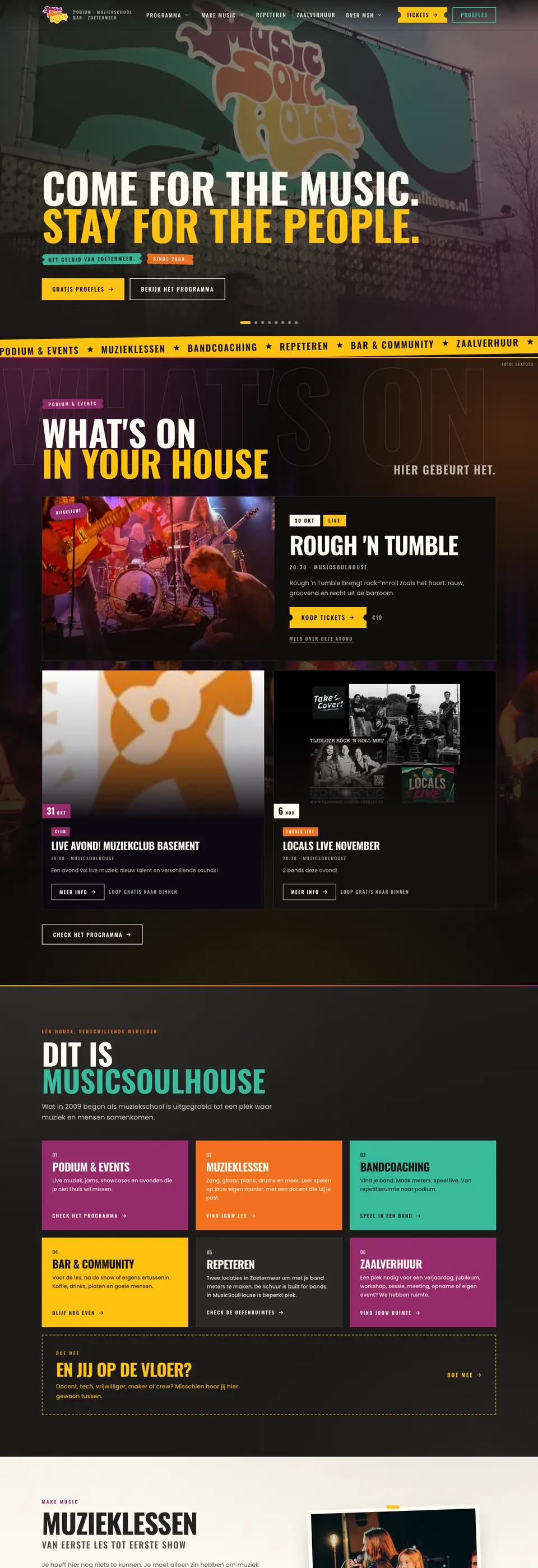 De nieuwe website van Music Soul House, muziekschool in Zoetermeer